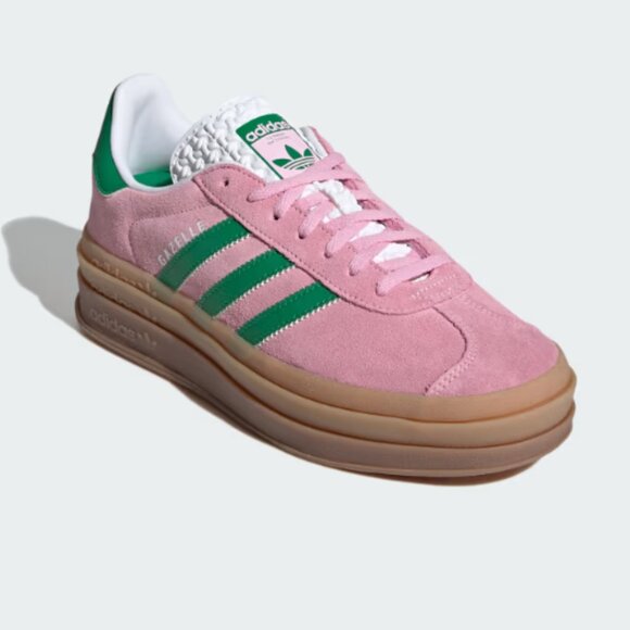 Adidas Originals Gazelle Bold in True Pink / Green / Cloud White - Picture 2 of 8
